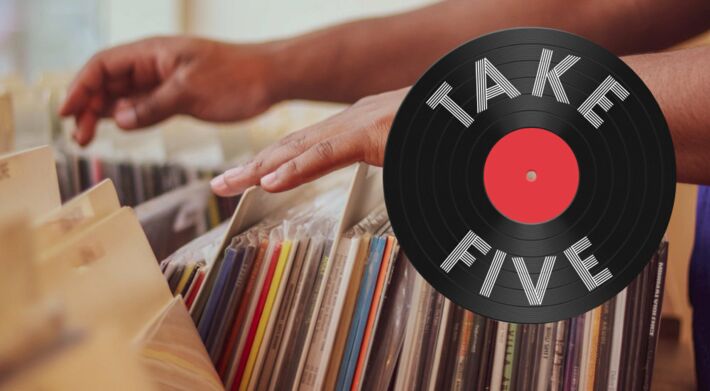 Take Five - Favorite songs by Jan Gerdes and Torsten Lund and more  (Collage: Jens Hoppe, photos: Eduardo Romero/Pexels (trcorda), paulbr75/Pixabay (single record)))